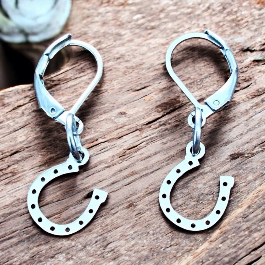 Horseshoe Dangle Earrings Stainless Steel